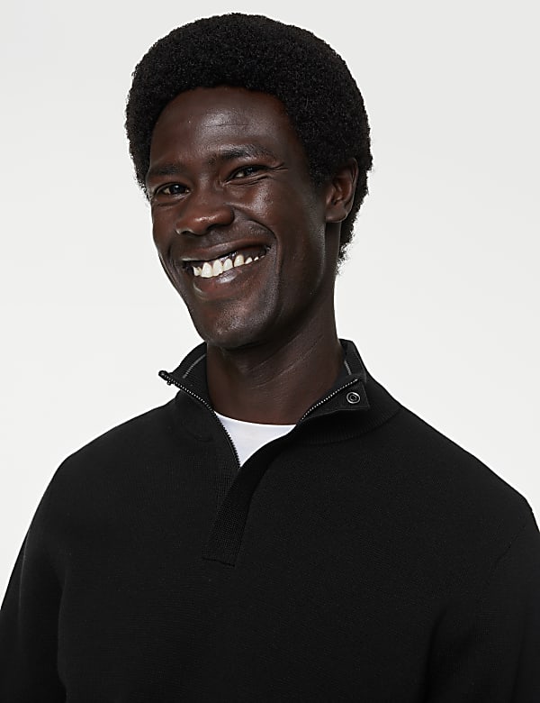 Cotton Blend Half Zip Jumper
