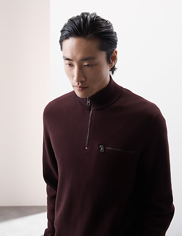 Jumper Ritsleting Pendek Bahan Katun Berleher Tinggi - ID