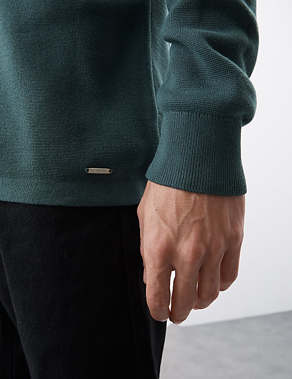 Cotton Rich Funnel Neck Half Zip Jumper