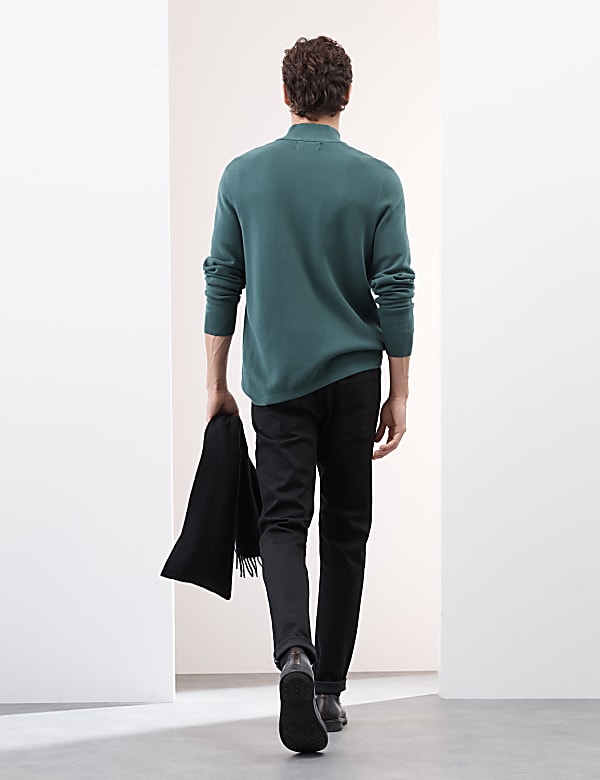 Cotton Rich Funnel Neck Half Zip Jumper