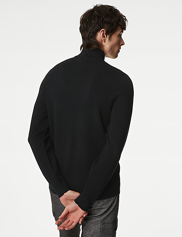 Cotton Rich Funnel Neck Half Zip Jumper