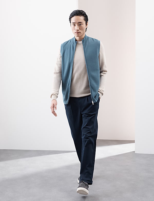Cotton Modal Knitted Zip-up Gilet - DE