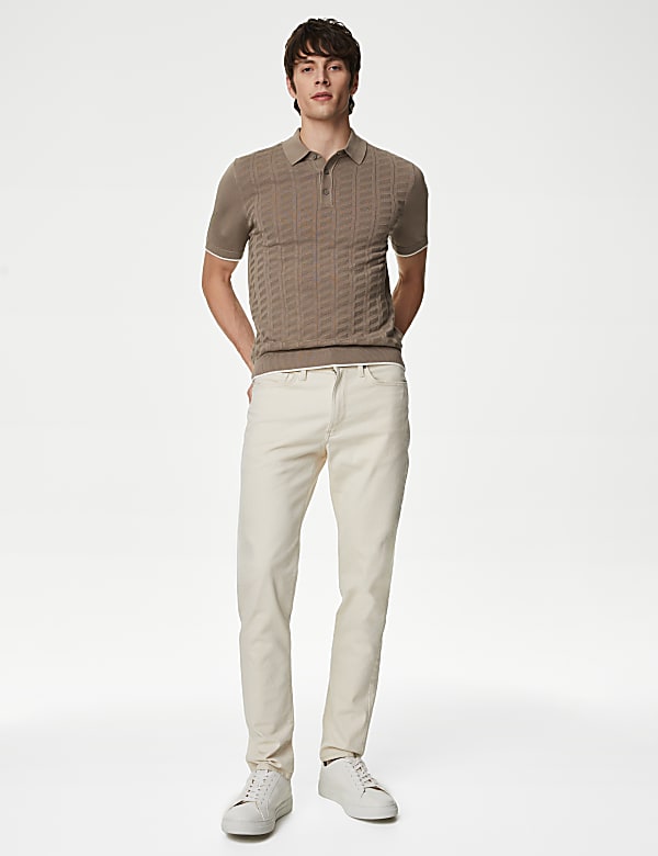 Cotton Rich Textured Knitted Polo Shirt