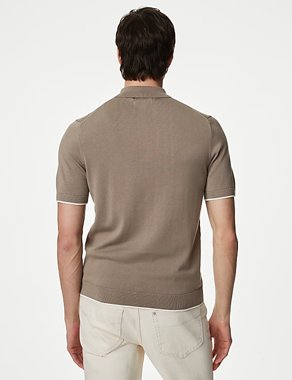 Cotton Rich Textured Knitted Polo Shirt