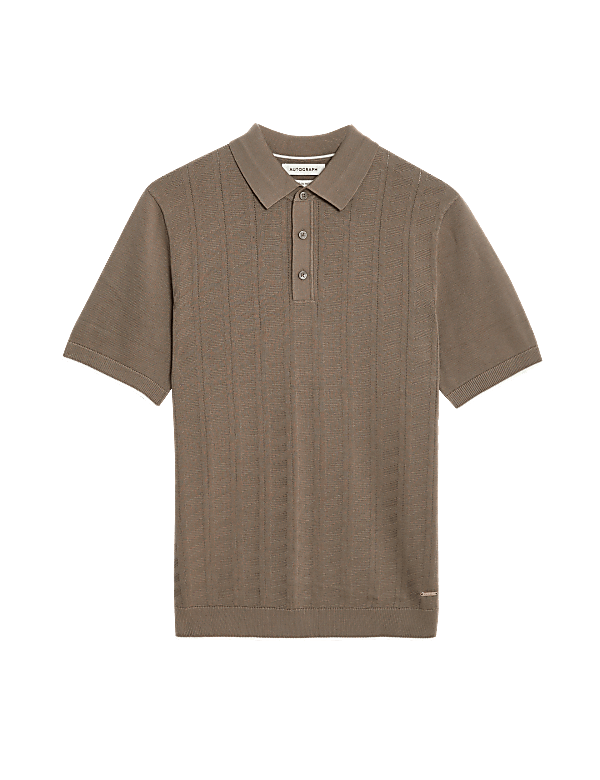 Cotton Rich Textured Knitted Polo Shirt