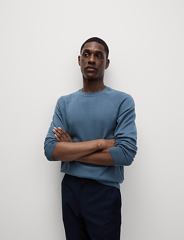Pure Cotton Crew Neck Jumper - AT
