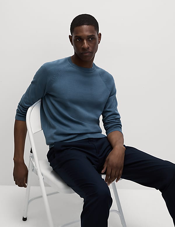 Pure Cotton Crew Neck Jumper - AT