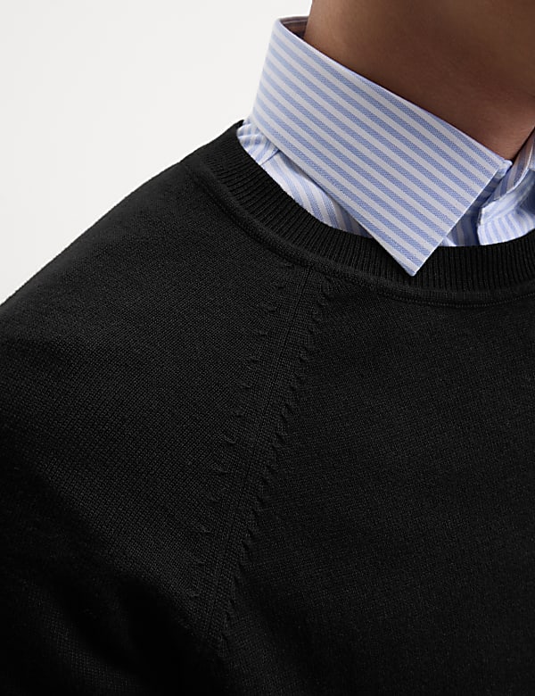 סריג מכותנה טהורה עם צווארון עגול - IL