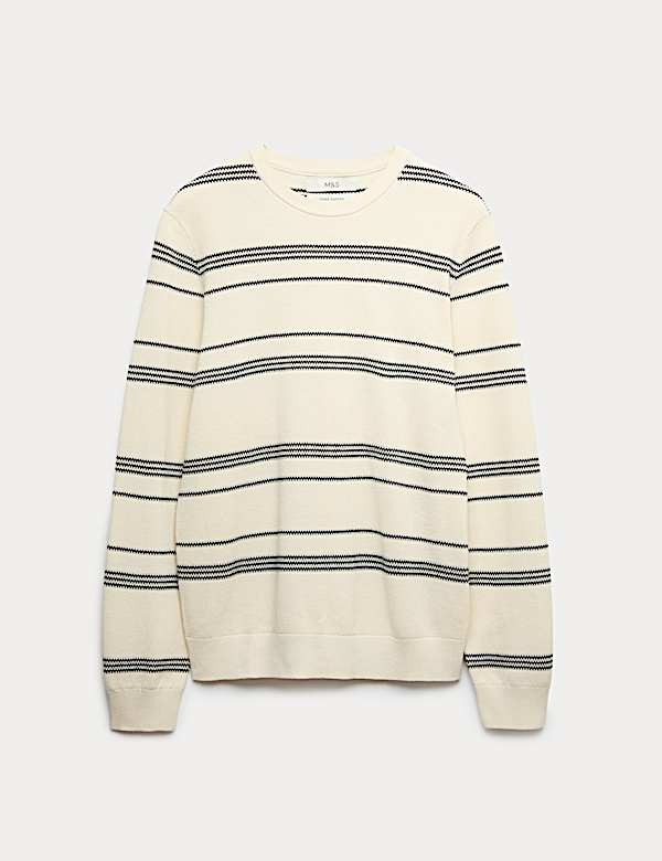 Pure Cotton Striped Textured Jumper - JO