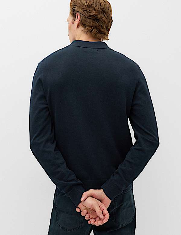 Pure Cotton Buttoned Knitted Polo Shirt - BN