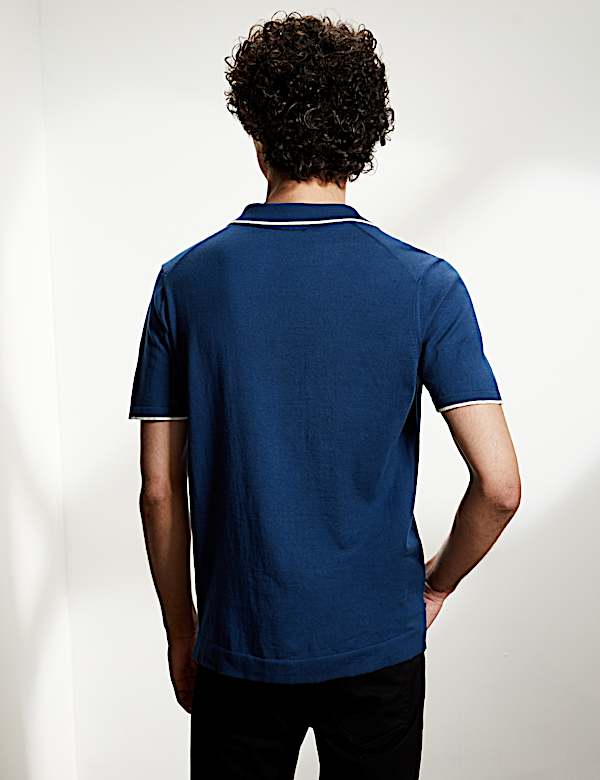 Pure Cotton Tipped Knitted Polo Shirt