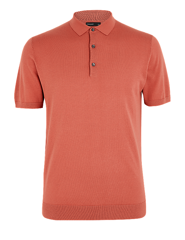 Silk Cotton Knitted Polo Shirt