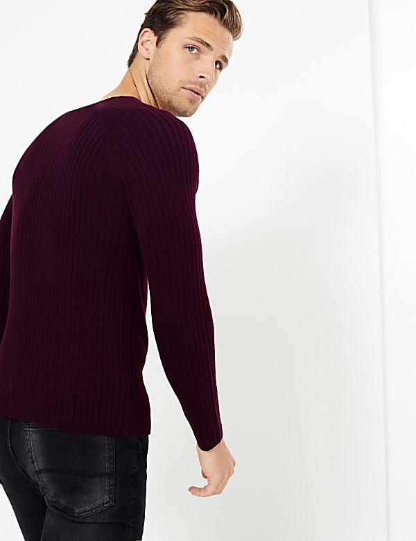 Supima® Cotton Ribbed Crew Neck Jumper