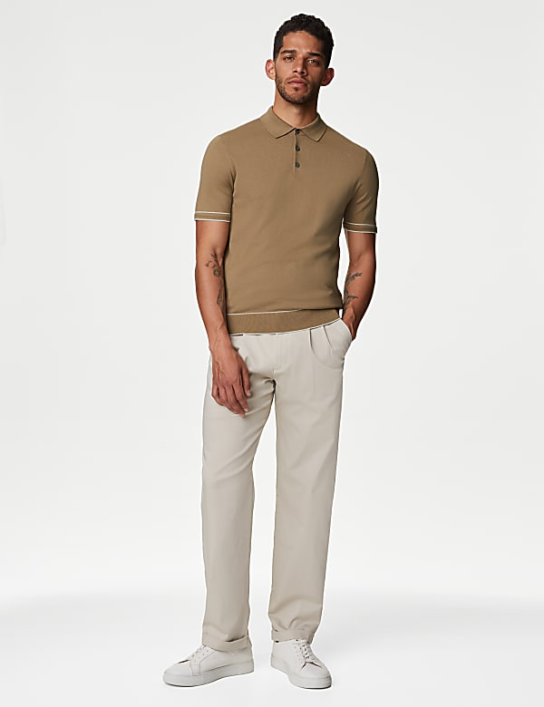 Silk Cotton Knitted Polo Shirt - CN
