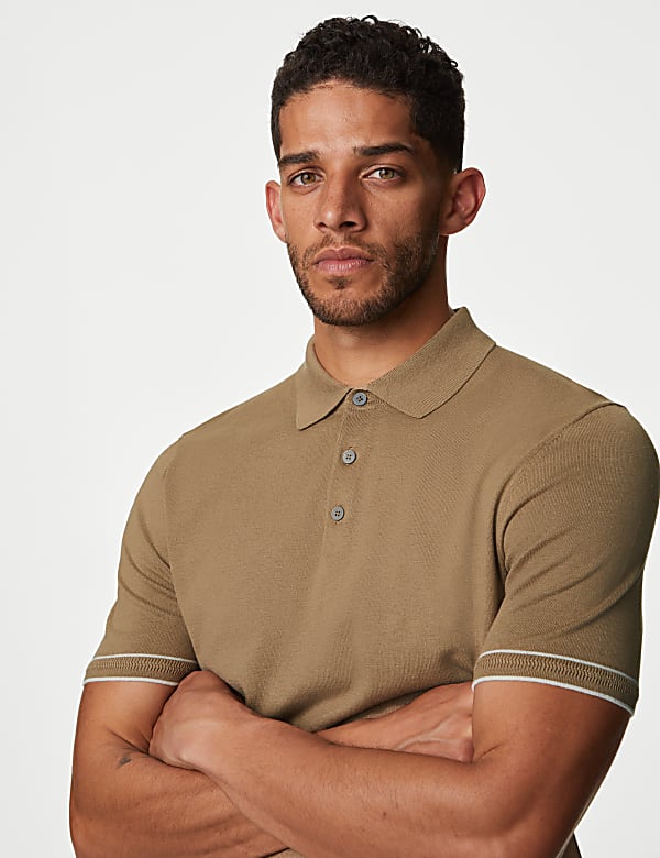 Silk Cotton Knitted Polo Shirt - CN