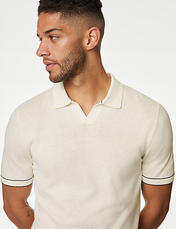 Silk Cotton Knitted Polo Shirt - BE