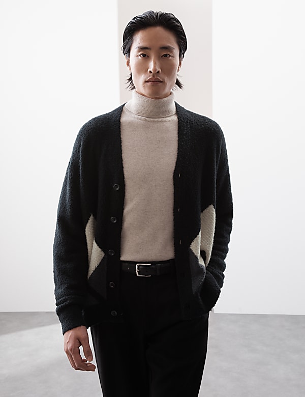Merino Wool Rich Boucle Cardigan
