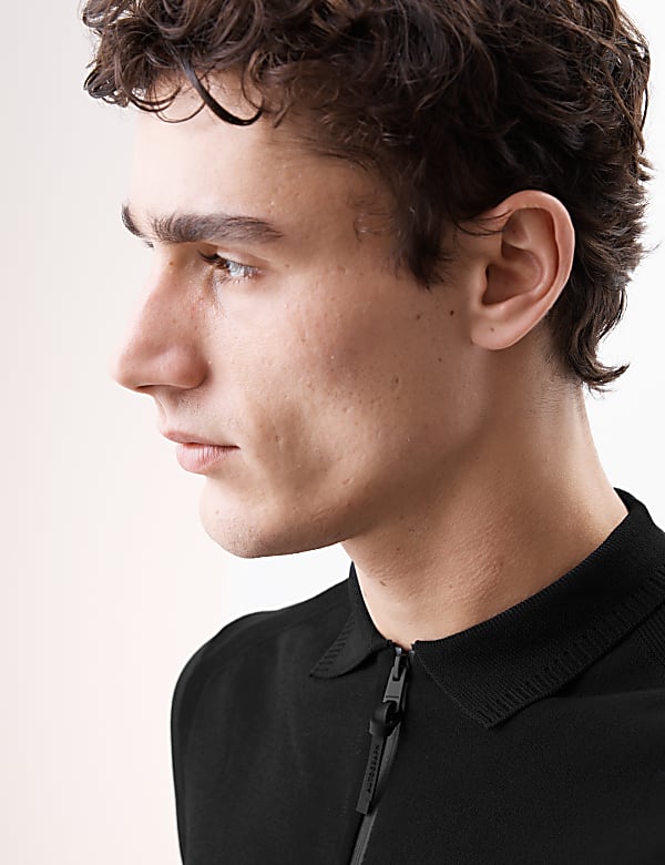 Knitted zip polo shop
