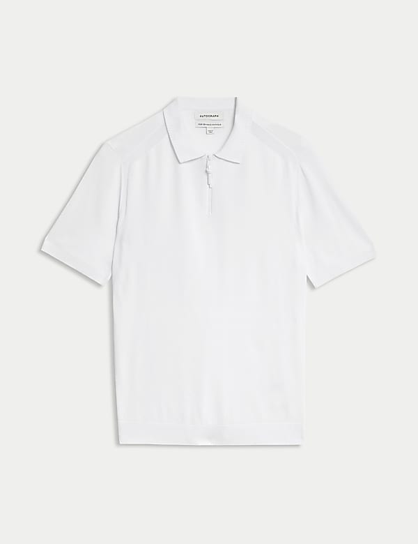 Performance Zip Up Knitted Polo Shirt - ID