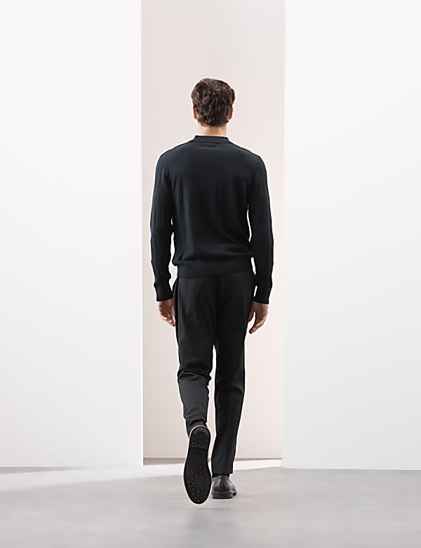 Cotton Modal Textured Knitted Polo Shirt - AL