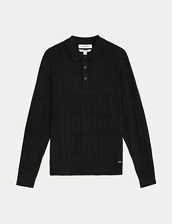 Cotton Modal Textured Knitted Polo Shirt - AL