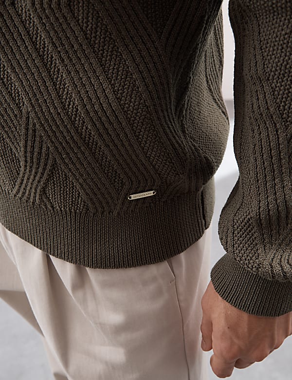 Cotton Modal Blend Textured Knitted Jumper - ID