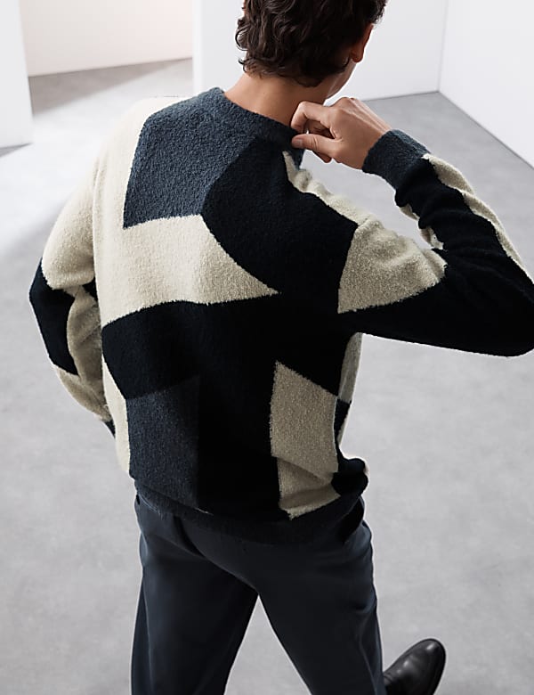 Merino Wool Rich Boucle Crew Neck Jumper
