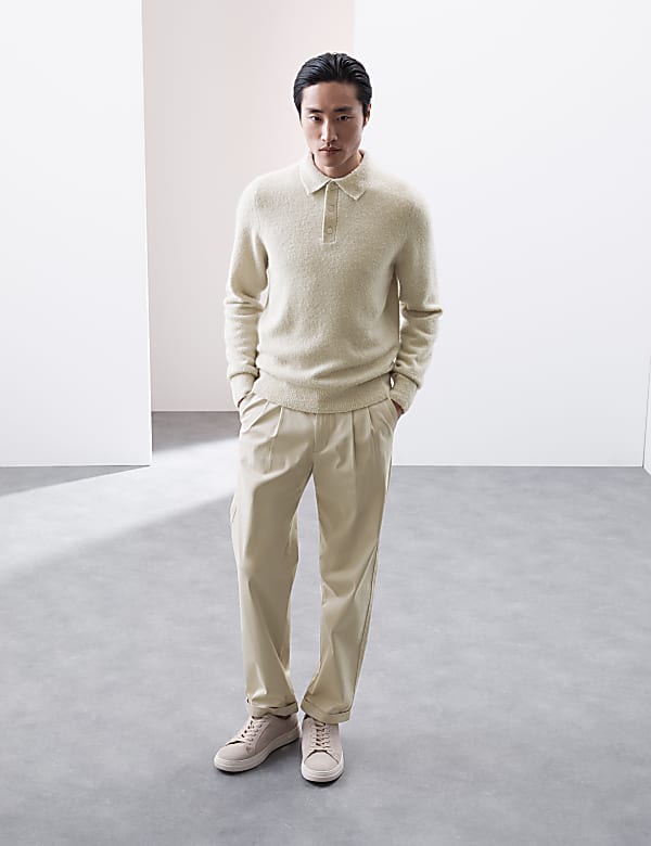 Merino Wool Blend Boucle Knitted Polo Shirt - PT