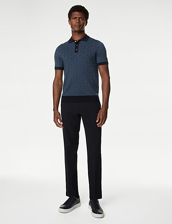 Cotton Modal Zip Up Knitted Polo Shirt