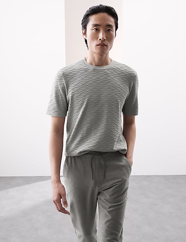 Cotton Rich Textured Knitted T-Shirt - LT