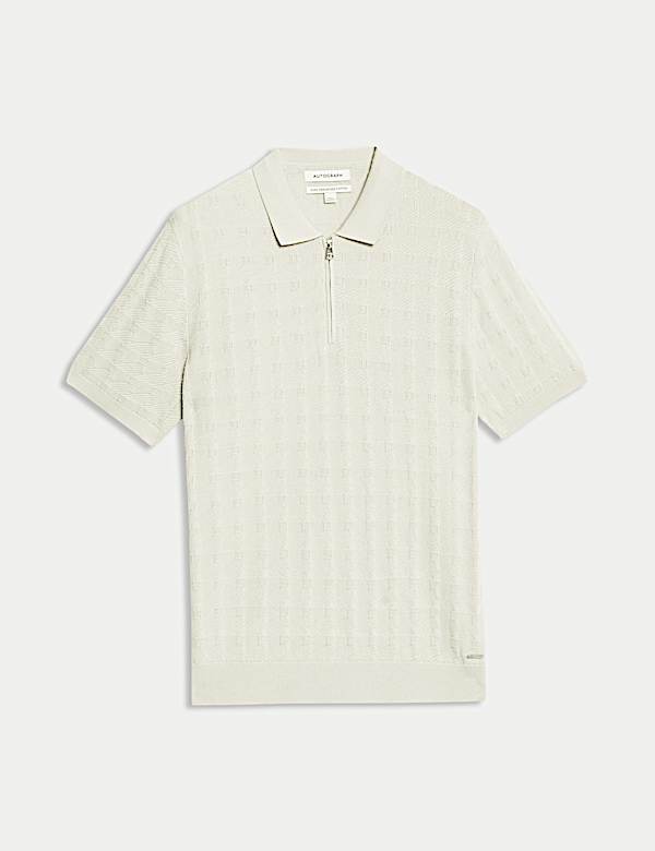 Pure Cotton Textured Knitted Polo Shirt