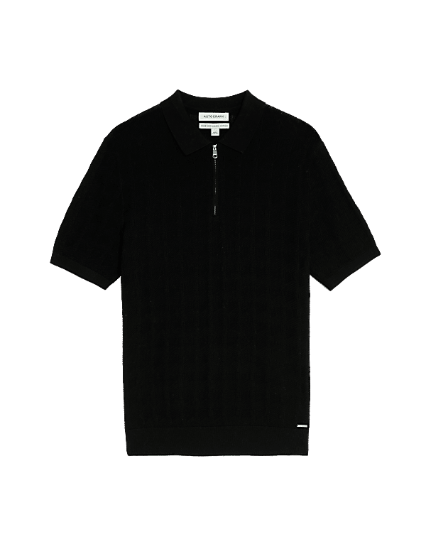 Pure Cotton Textured Knitted Polo Shirt