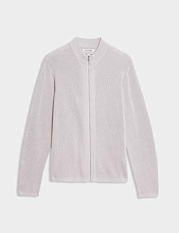 Πλεκτό τζάκετ με ριμπ ύφανση από μερσεριζέ βαμβάκι - GR