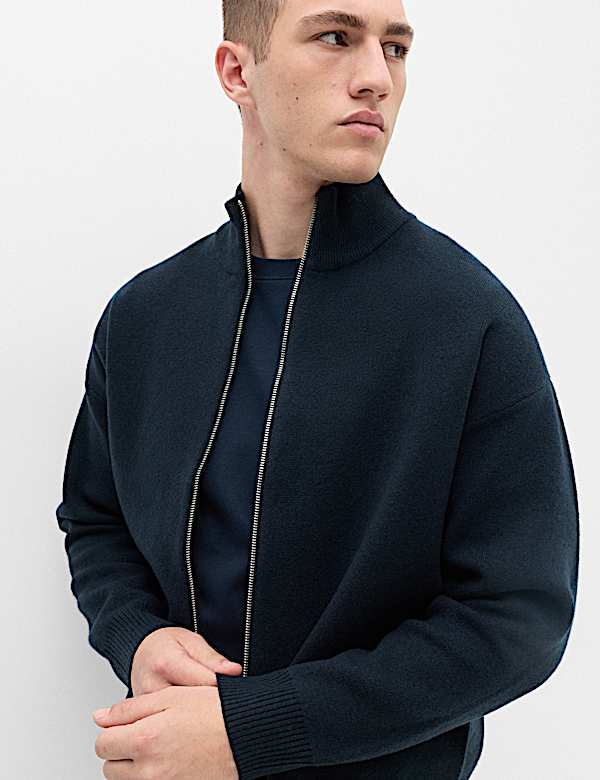 Relaxed Fit Zip Through Funnel Neck Jacket - ID