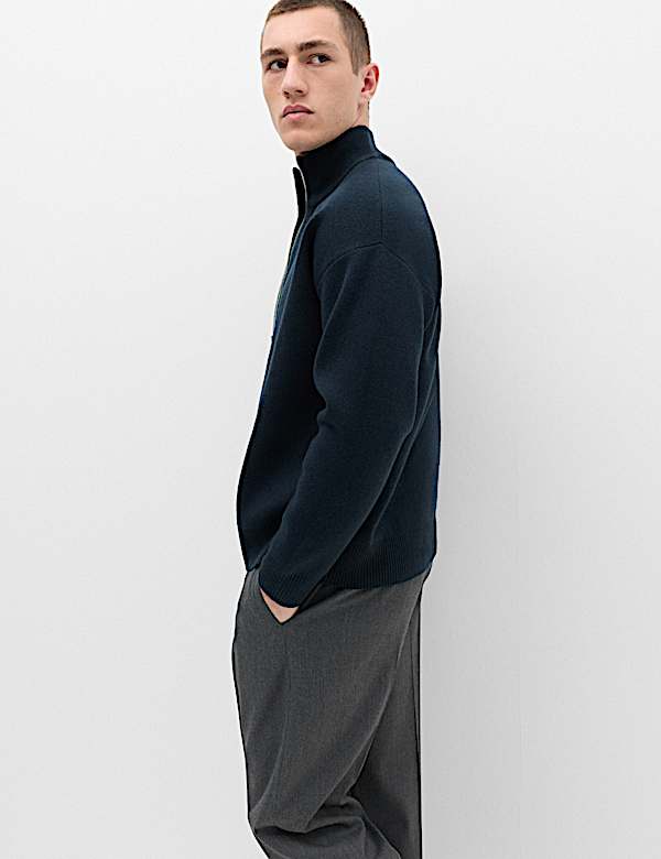 Relaxed Fit Zip Through Funnel Neck Jacket - ID