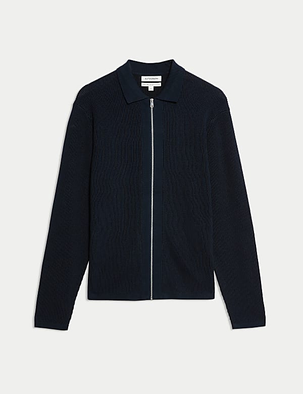 Mercerised Cotton Ribbed Knitted Jacket - RO