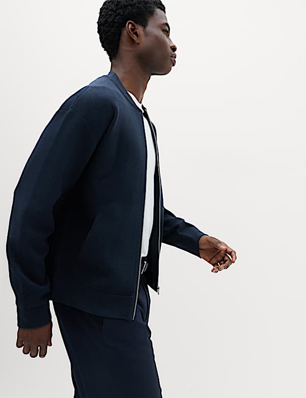 Air Yarn Knitted Bomber Jacket - ID