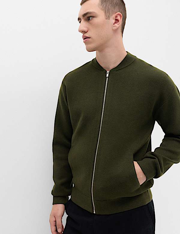 Air Yarn Knitted Bomber Jacket