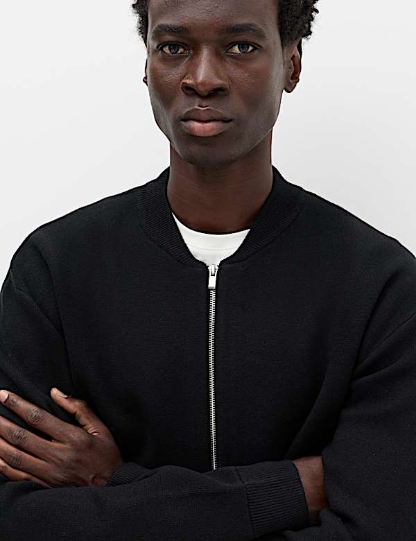 Air Yarn Knitted Bomber Jacket - CH