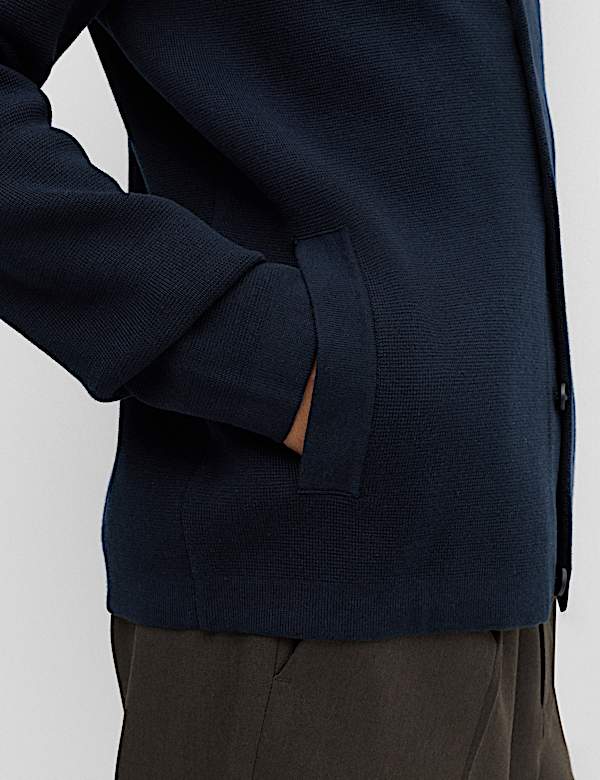 Cotton Blend Milano Knit Overshirt