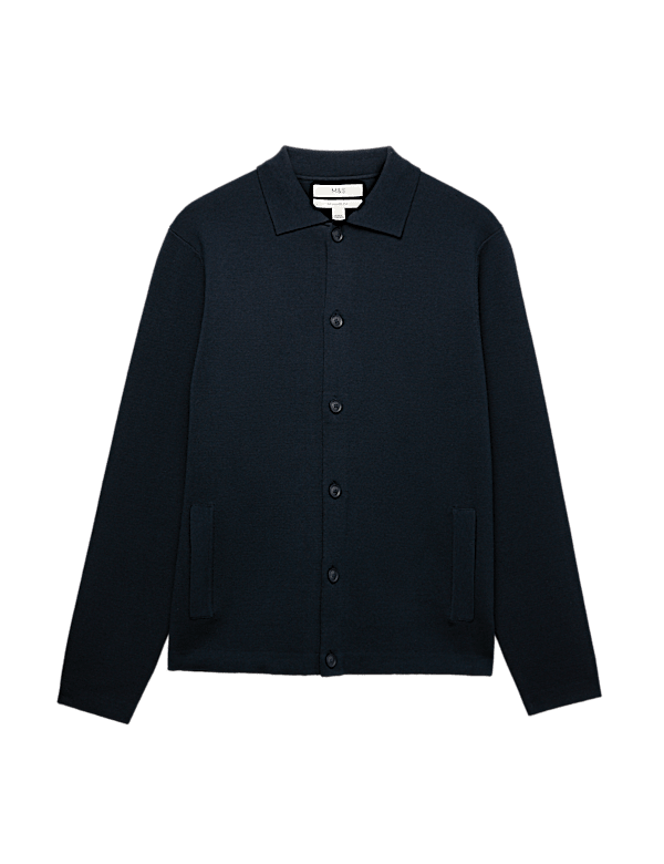 Cotton Blend Milano Knit Overshirt