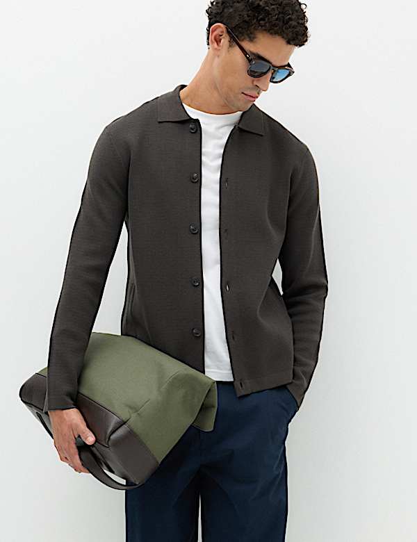 Cotton Blend Milano Knit Overshirt
