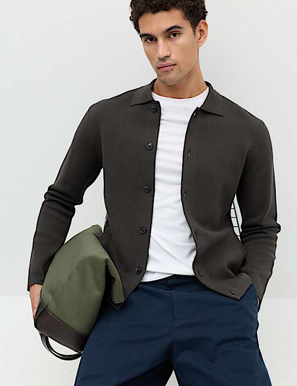 Cotton Blend Milano Knit Overshirt - NL