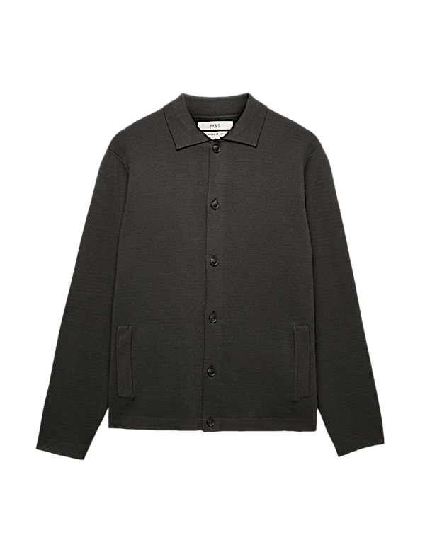 Cotton Blend Milano Knit Overshirt