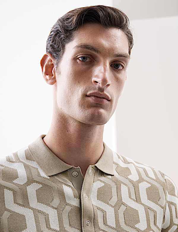 חולצת פולו סרוגה מכותנה טהורה - IL