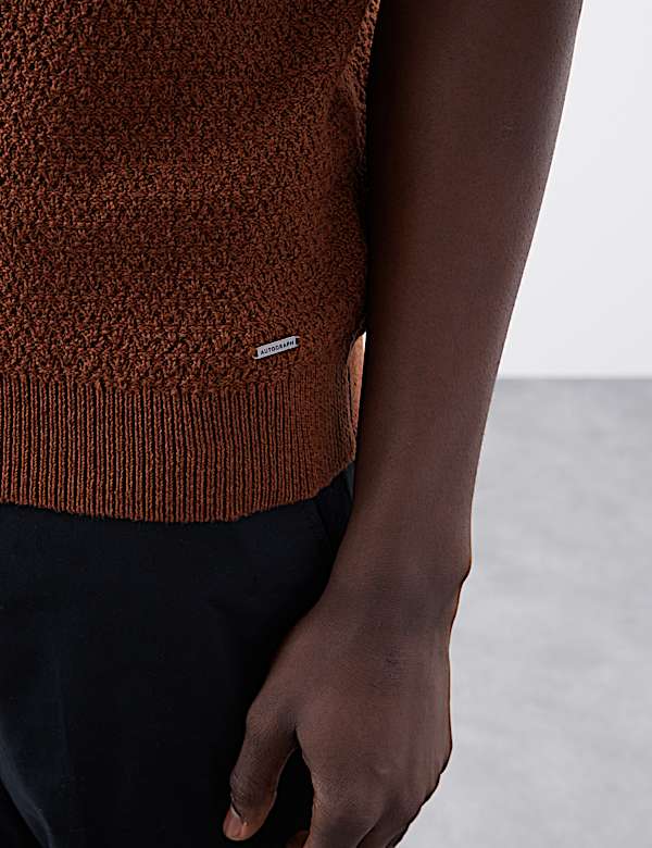 Linen Rich Knitted Open Neck Polo Shirt - US