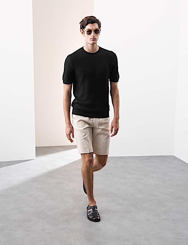 Linen Blend Textured Knitted T-Shirt - LV