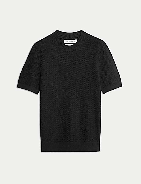 Linen Blend Textured Knitted T-Shirt - LV