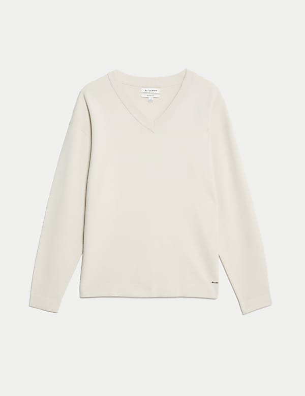 Relaxed  Milano Knit V-Neck Jumper - LV