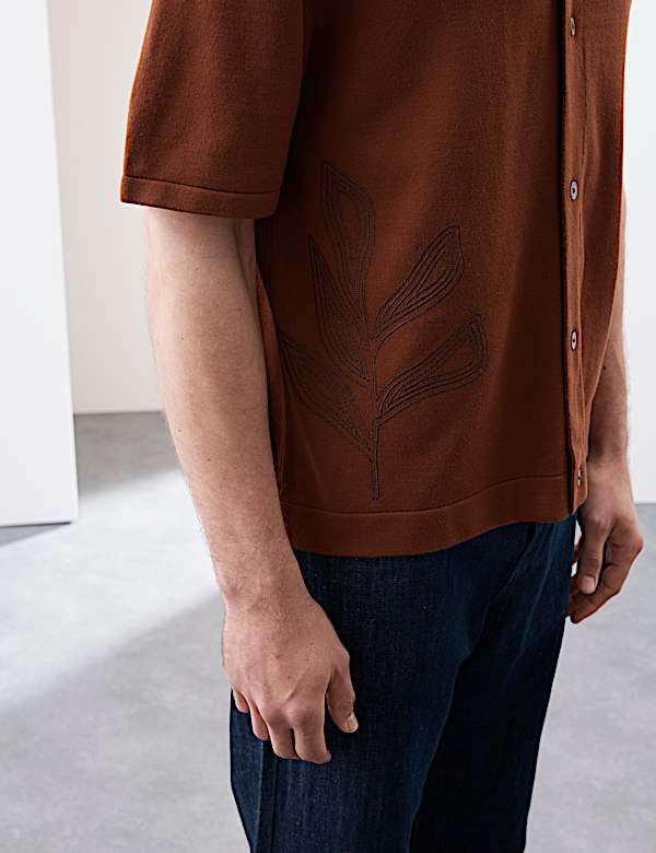 Polo brod&eacute; en maille &agrave; manches courtes - CH